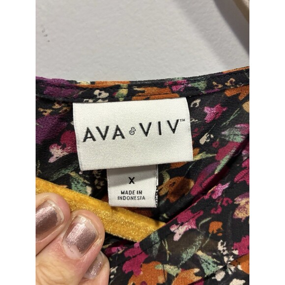 Ava & Viv Woman Multicolor Long Sleeve Floral Cami Lined Maxi Dress Plus Size X - Picture 5 of 7